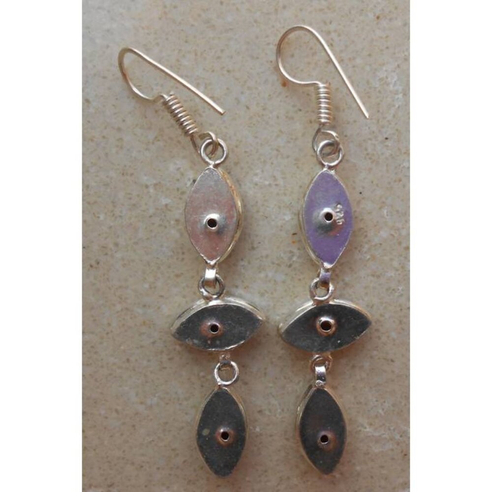 3" marquise shaped CITRINE drusy / druzy sterling silver earrings SJ926-01 - Picture 4 of 5